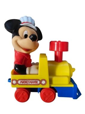 Vintage Illco Disney Mickey Mouse Egineer Wind Up Toy, 80s